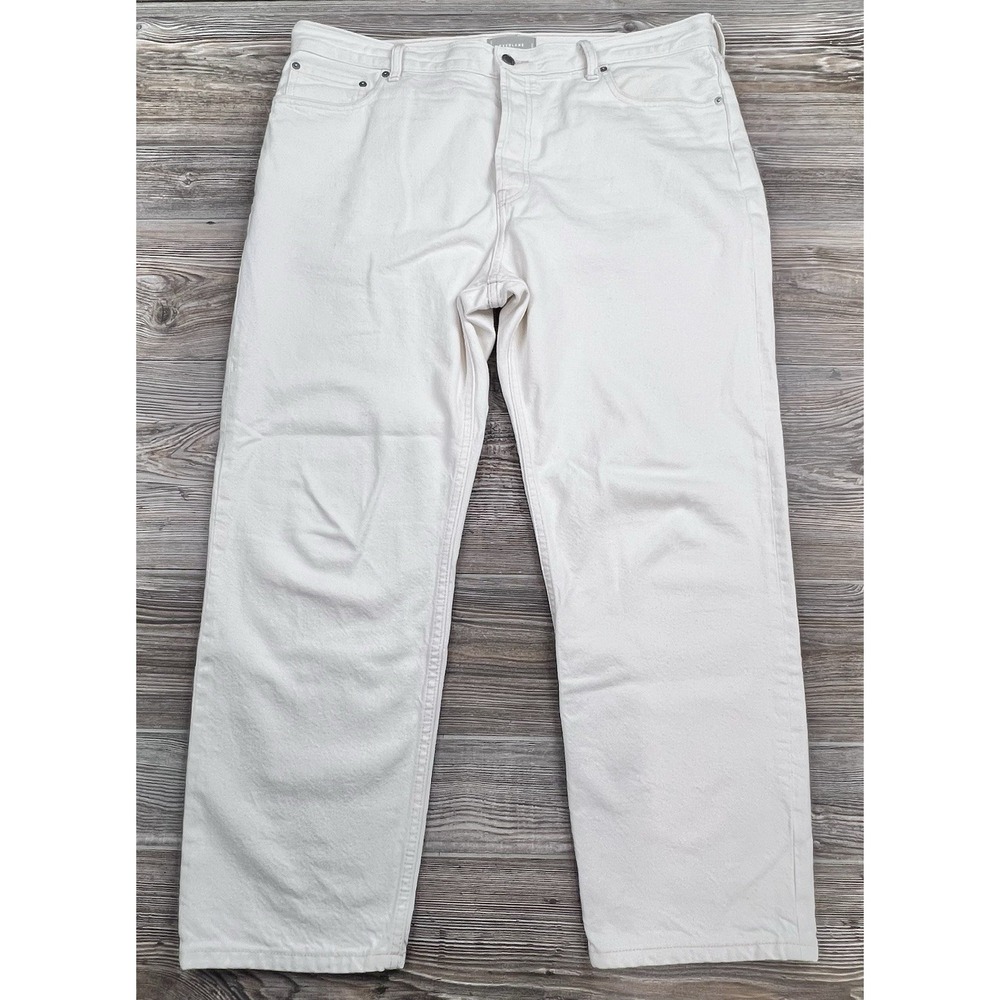 Everlane Relaxed Straight Jeans Mens Size 33R FITS 41/28 Beige Organic Cotton